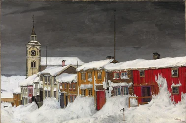 Street in Roros in Winter