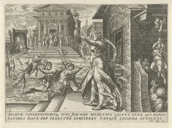 Rahab lar spionene rømme gjennom vinduet The History of Joshua (serietittel)