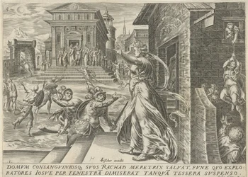 Rahab lar spionene rømme gjennom vinduet The History of Joshua (serietittel)