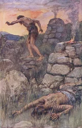 Kain og Abel, illustrasjon fra Pictures That Teach The Crown Series, 1920
