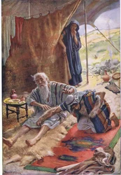 Isak velsigner sønnen Jakob, illustrasjon fra Pictures That Teach The Crown Series, 1920