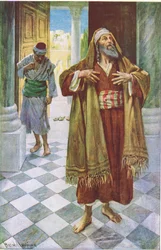 Fariseren og tolleren, illustrasjon fra Harold Copping Pictures: The Crown Series, ca. 1920-årene