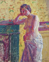 Interiør med nude (olje på lerret)