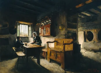 Gårdsinnredning Bretagne (olje)