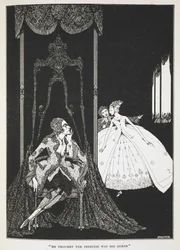 "Han trodde prinsessen var hans dronning". Illustrasjon til historien, 'eselskinn'.