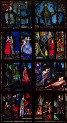 Geneva Window, åtte paneler som viser scener fra tidlig irsk litteratur, 1929