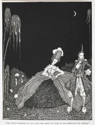 "Prinsen trodde han hadde gitt henne mer vidd enn han hadde reservert for seg selv." Illustrasjon til historien, 'Riquet with the tuft'.