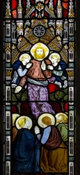 Derwen, St Mary, James Powell & Sons, Harry Wooldridge, The Annunciation, 1869