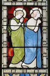 The Crucifixion sidepanel, East Window, 1872 (farget glass)