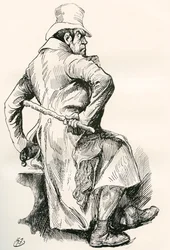 Bill Sikes. Illustrasjon av Harry Furniss for Charles Dickens-romanen Oliver Twist, fra The Testimonial Edition, utgitt 1910.