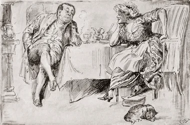 Clemency og Storbritannia. "Du vil aldri bli gift, vet du," sa Mr. Britain. "Tror du ikke jeg noen gang skal gjøre det?" sa Clemency. "Ikke en sjanse for det!" "Bare tenk!" sa Clemency. "Vel! Jeg antar at du mener Storbritannia en av disse dagene, gjør du 