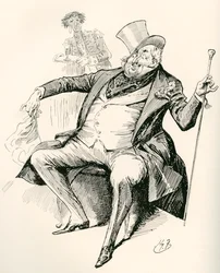 Joey B. Illustrasjon av Harry Furniss for Charles Dickens-romanen Dombey and Son, fra The Testimonial Edition, utgitt 1910.