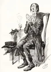 Stiggins. Illustrasjon av Harry Furniss for Charles Dickens-romanen The Pickwick Papers, fra The Testimonial Edition, utgitt 1910.