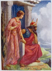 «Odin og Frigga» fra «Åsgard og dens konge» illustrert for «Barnhistorier fra de nordlige legendene» utgitt av Raphael Tuck
