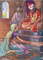 Navnet er Satyavan, illustrasjon fra «Childrens Stories from Indian Legends», ca. 1930-tallet (fargelitografi)