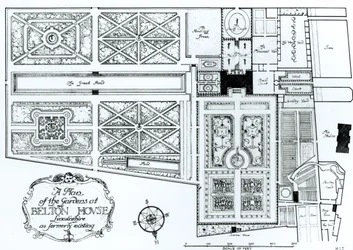 A Plan of the Gardens at Belton House, Lincolnshire, som tidligere eksisterende, ca. 1900