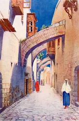 Via Dolorosa, Jerusalem, Palestina, ca. 1910, fra A Book of Modern Palestine av Richard Penlake, utgitt ca. 1910