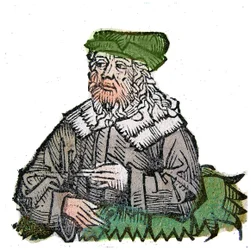 Portrett av Plotin (Plotino) (Plotinus) (205 - 270), gresk filosof. Xylografi av "" Chronicles of Nuremberg"" av Hartmann Schedel