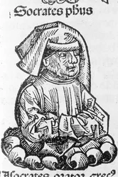 Portrett av Sokrates (470 f.Kr. - 399 f.Kr.) fra Liber Chronicarum av Hartmann Schedel, Nürnberg