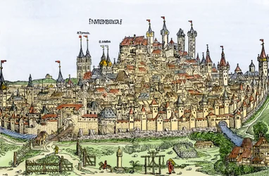 Utsikt over byen Nürnberg, Tyskland