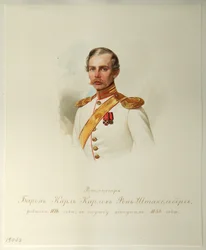 Portrett av baron Karl Karlovich von Stackelberg 1816-1887 fra albumet til de keiserlige hestevaktene, 1846-1849