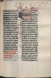 Evangeliebok med evangelistportretter: Dekorert initial, ca. 1480.