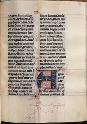 Evangeliebok med evangelistportretter: Dekorert initial, ca. 1480.