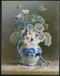 Geraniums in a China Jug, 1875 (wc, gouache på papir)