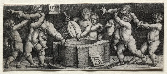 Åtte nakne barn ved en brønn, 1539.