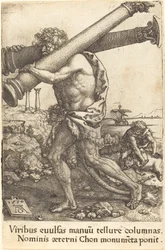 Hercules bærer de to søylene i Gaza, 1550.