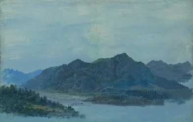 Inn-dalen nær Flintsbach med Falkenstein-slottet og Kaiser-fjellene i bakgrunnen