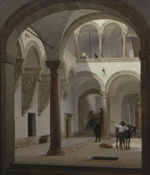 Gårdsplassen til Palazzo Fava, Bologna, 1874