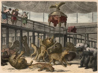 Det gamle Roma: Utslakting av ville dyr i amfiteateret av keiseren, 1866