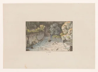 Utsikt over en foss ved Orbe à Orbe (tittel på objekt) Utsikt over Sveits (serietittel) Collection de quelques vues dessinées en Suisse d