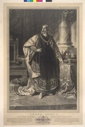 Hel figur stående Franz Joseph I i fleecekappe
