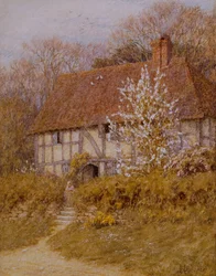 A Surrey Cottage (akvarell på papir)