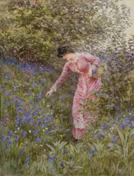 Gathering Bluebells (wc med kroppsfarge på papir)