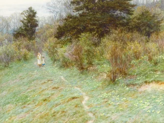 Primroses on a Surrey Heath (wc på papir)
