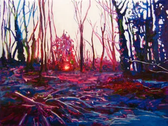 Solnedgang på frostet felt, 2009 (olje på lerret)