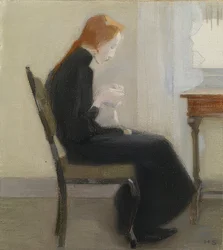 Hekle jente. 1904