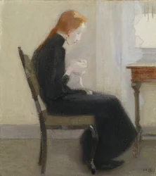 Jentehekling - Jentehekling, av Schjerfbeck, Helene (1862-1946). olje på lerret