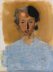 Portrett av en jente i blått og brunt (Inez)