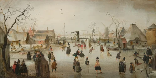 Skøyteløp i en by. Omkring 1610