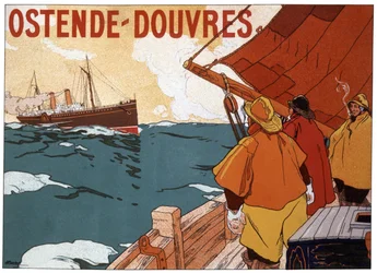 Fergebåt mellom Oostende og Dover, ca. 1900 (plakat)