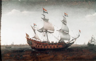 Nederlandsk skip i dyphavet (maleri