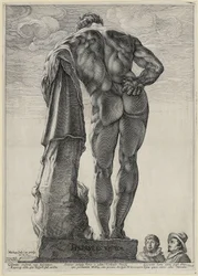 Jacob Matham og Hendrick Goltzius betrakter den farnesiske Herkules