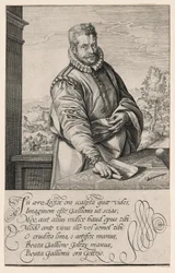 Philips Galle (1537-1612), elev av Coornhert fra Haarlem, gravør og utgiver i Antwerpen fra 1570; Eunukkens dåp i bakgrunnen til venstre