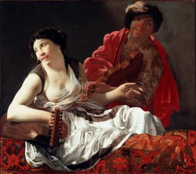 Konsert eller "" Allegory of the Ouie"" Maleri av Hendrick Terbrugghen (Ter Brugghen) (1588-1629) 1629 Dim. 90x127 cm Galleria Borghese Roma