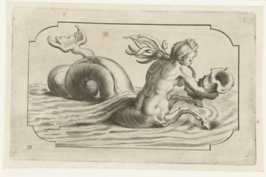 Sjøhest med en mannlig overkropp Nouveau Livre des Dieux et Deeßes De la Marine Bouckje van Zeegoden en Goddesses (serietittel)