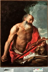 Representasjon av Saint Jerome Painting av Hendrik van Somer (1615-1684)